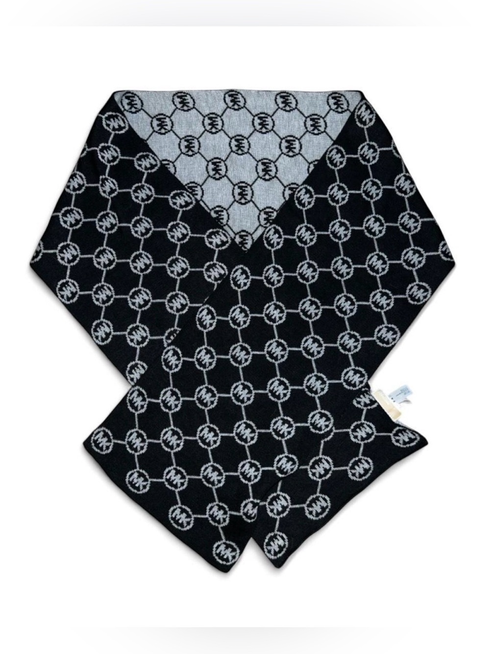 Reversible Black & Gray Knit Logo Michael Kors Pattern Scarf